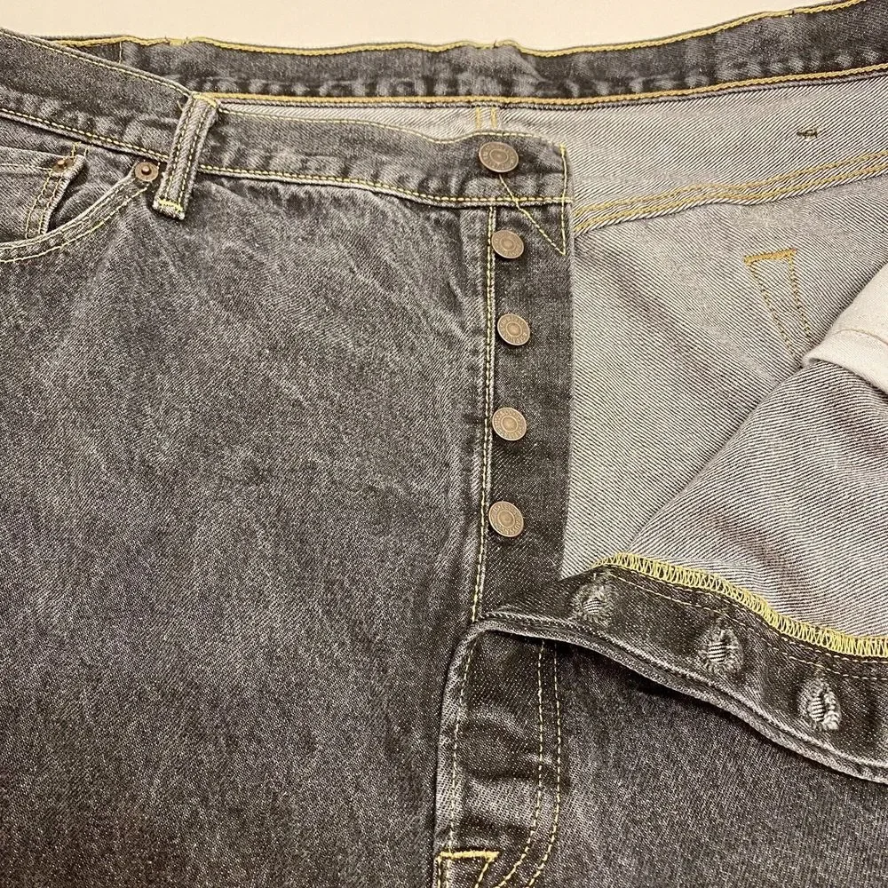 Levis 501XX Mens 46x31 (Measured) Gray Acid Wash Straight Leg Button Fly Jeans